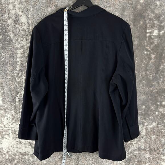 Lane Bryant Plus Size 26/28 Minimalist Snap Button Casual Top Black Long Sleeve - Picture 4 of 8